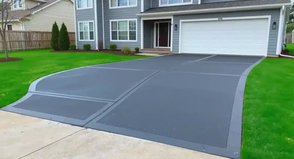 Curved ribbon concrete driveway — driveways by JLB in Waukee, Iowa