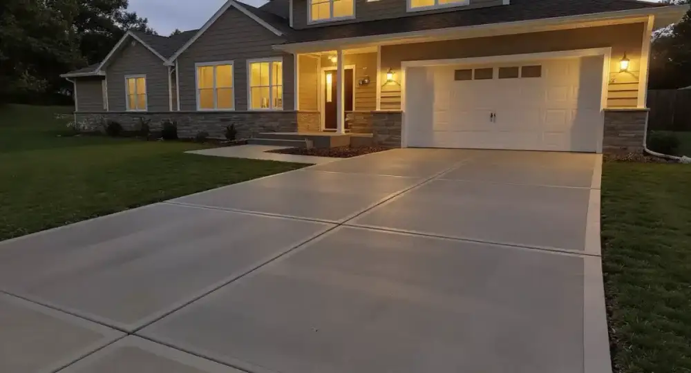 Modern farmhouse concrete driveway — driveways by JLB in Waukee, Iowa