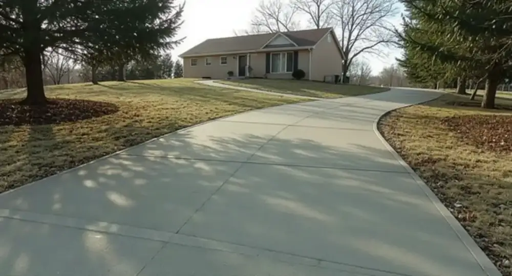 Curved concrete driveway on a split-level home — driveways by JLB in Waukee, Iowa
