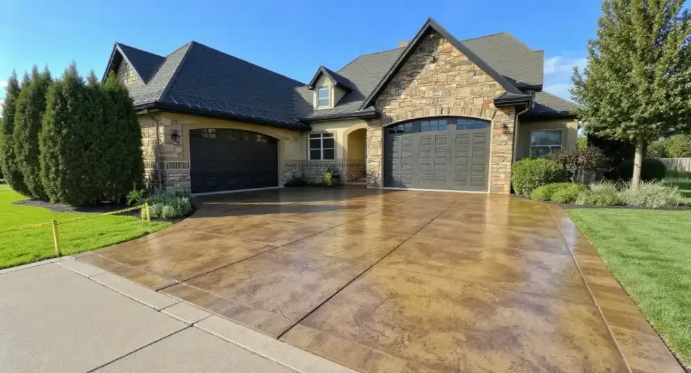 Stamped concrete driveway finish — driveways by JLB in Waukee, Iowa