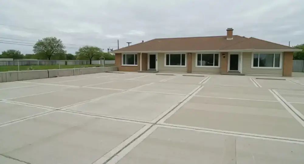 Concrete parking lot with control joints in Ames, Iowa