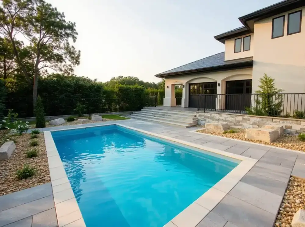 Concrete pool deck poured by JLB in Clive, Iowa