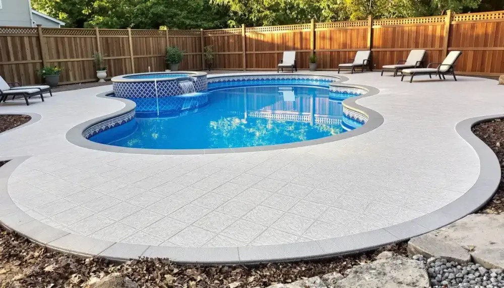 Resurfaced concrete pool deck — pool decks by JLB in Clive, Iowa