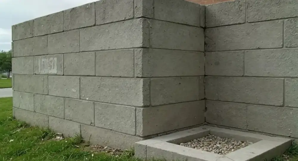 Poured concrete retaining wall face with a weep hole — retaining walls by JLB in Ankeny, Iowa