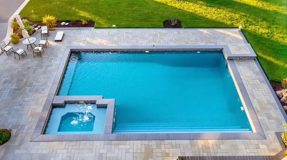 Backyard fiberglass pool in Ames, Iowa