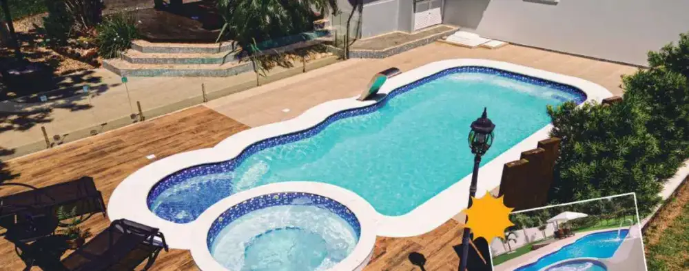 Exclusive Pools Veneza fiberglass pool shell — pool installation by JLB in Grimes, Iowa