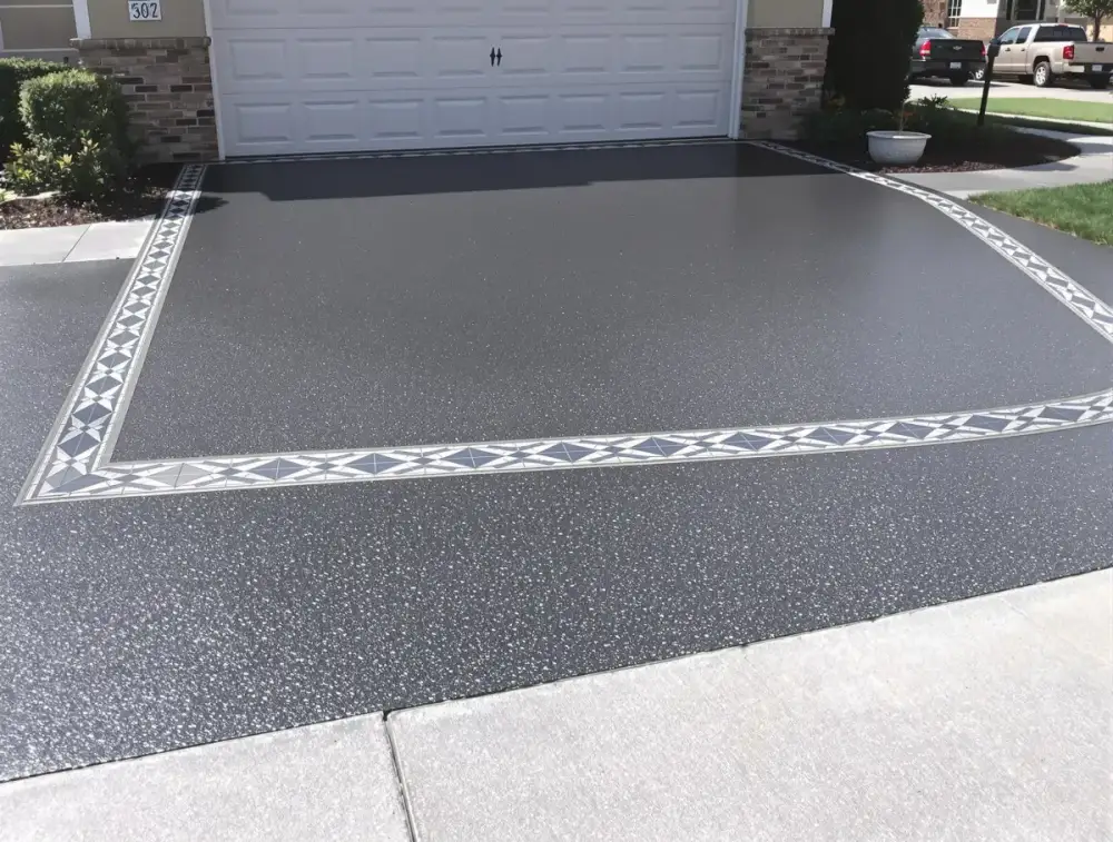 Colored concrete driveway apron — stained concrete by JLB in Ames, Iowa