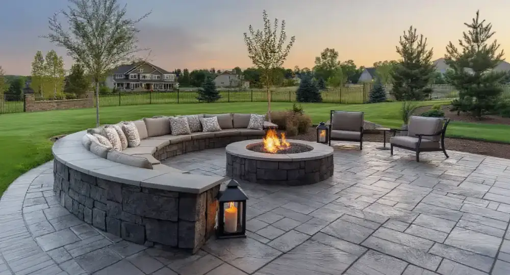 Stained decorative concrete patio in Ames, Iowa