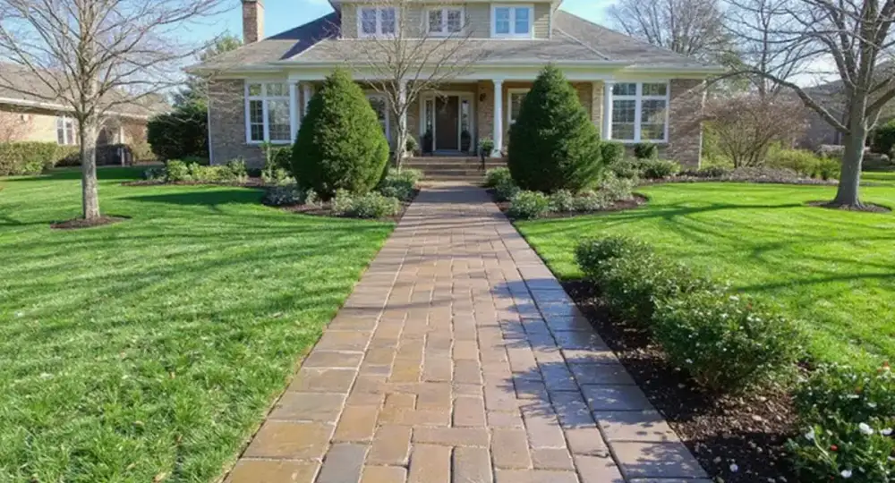 Herringbone stained concrete — stained concrete by JLB in Ames, Iowa