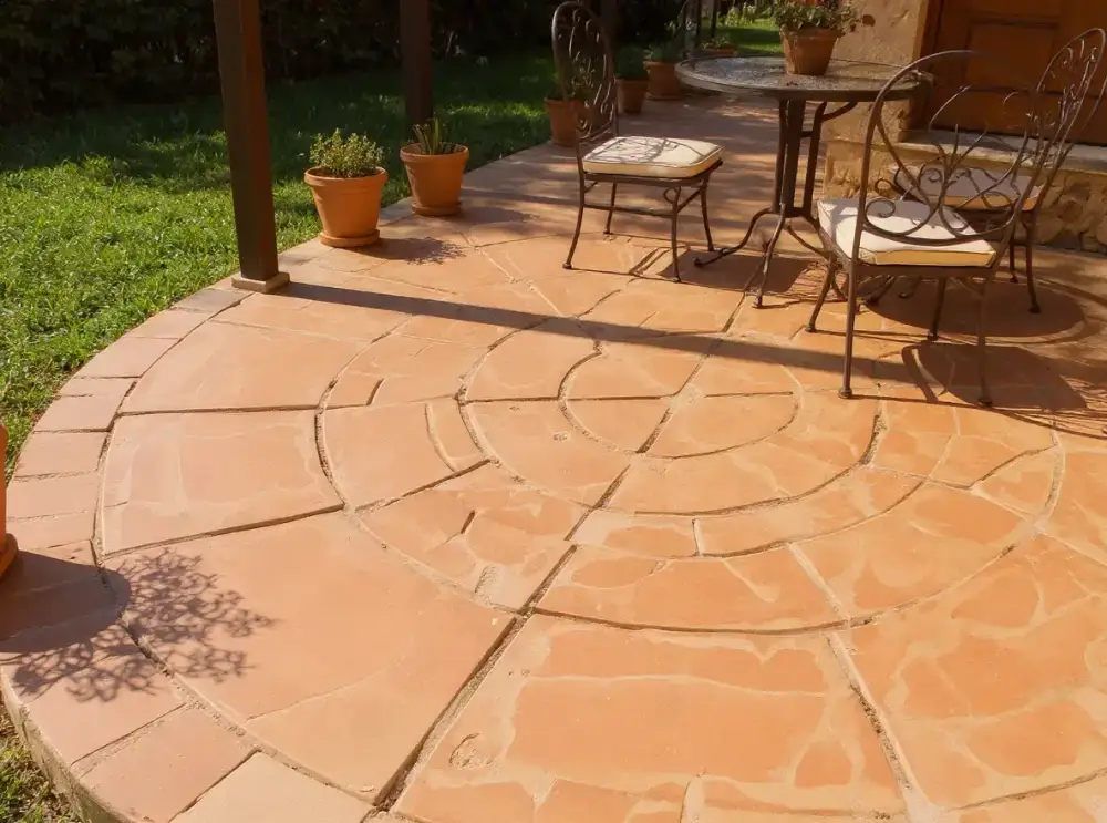 European fan stamped concrete pattern — stamped concrete by JLB in Altoona, Iowa