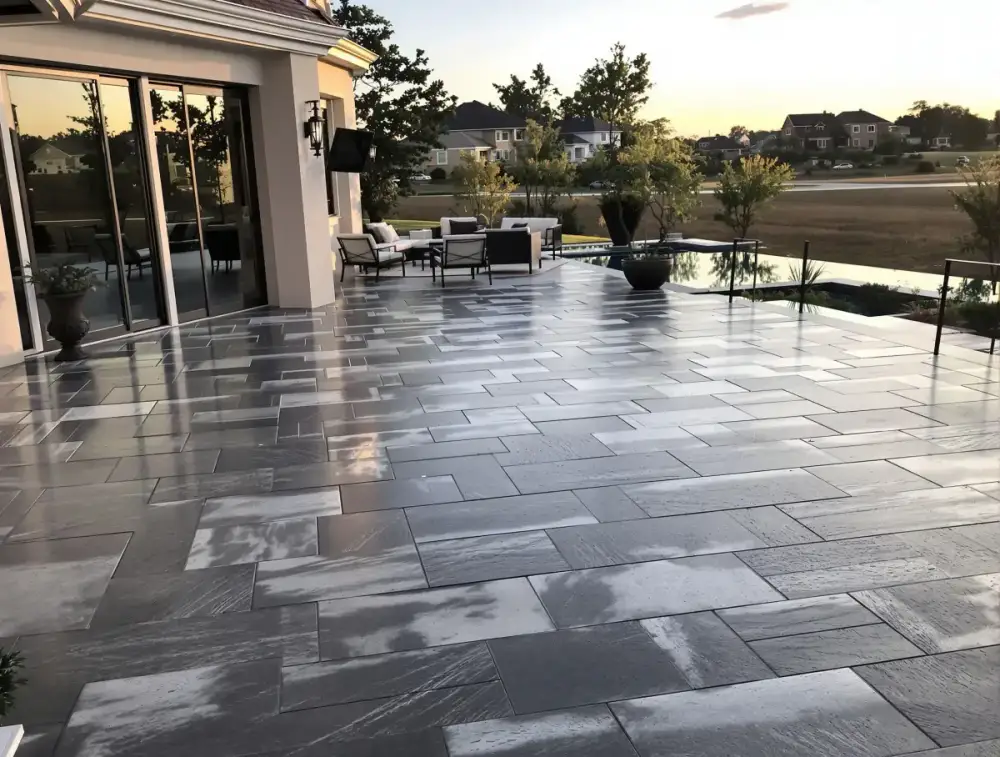 Italian slate stamped concrete in Ames, Iowa