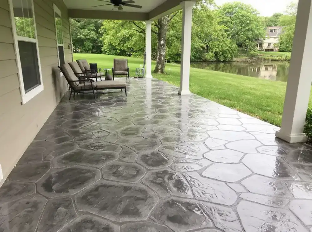 Blue-grey slate stamped concrete — stamped concrete by JLB in Altoona, Iowa