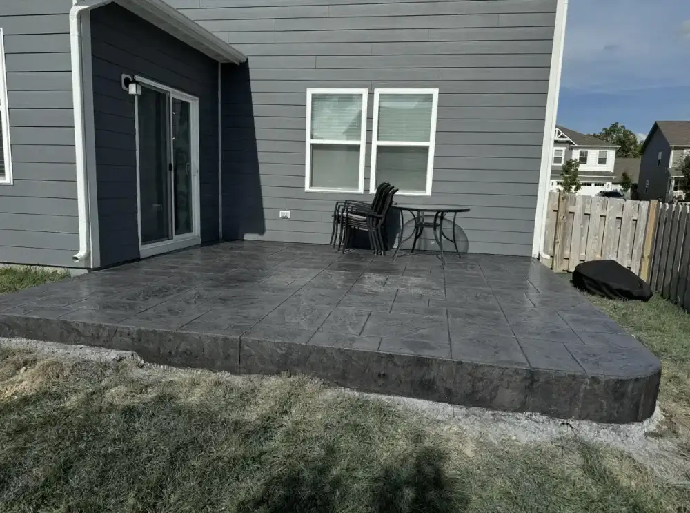 Charcoal slate-texture stamped concrete — stamped concrete by JLB in Altoona, Iowa