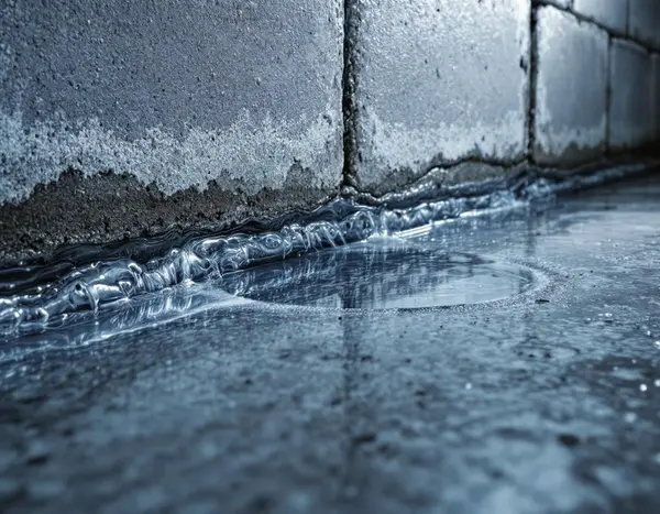 Warning — water at basement cove joint signals inadequate exterior waterproofing